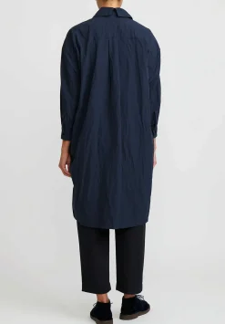 Daniela Gregis Washed Cotton Camicia Uomo Larga Media Lavata Dress In Dark Blue