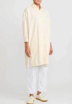 Daniela Gregis Washed Cotton Camicia Uomo Larga Media Lavata Dress In Panna Cream