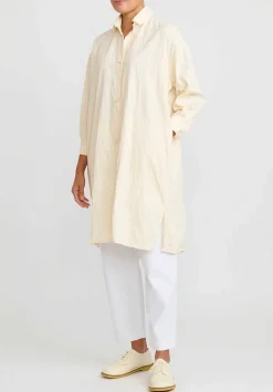 Daniela Gregis Washed Cotton Camicia Uomo Larga Media Lavata Dress In Panna Cream