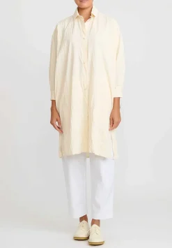 Daniela Gregis Washed Cotton Camicia Uomo Larga Media Lavata Dress In Panna Cream