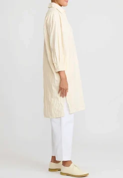 Daniela Gregis Washed Cotton Camicia Uomo Larga Media Lavata Dress In Panna Cream