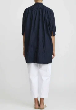 Daniela Gregis Washed Cotton Camicione Kora Top In Navy Blue