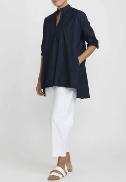 Daniela Gregis Washed Cotton Camicione Kora Top In Navy Blue