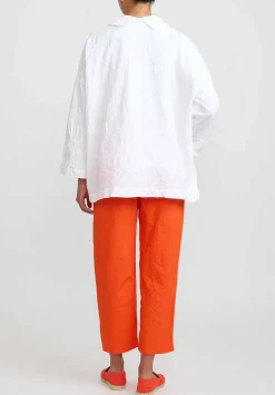 Daniela Gregis Washed Cotton Giacca Gladiolo Rosella Jacket In Bianca White