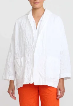 Daniela Gregis Washed Cotton Giacca Gladiolo Rosella Jacket In Bianca White
