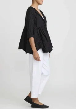 Daniela Gregis Washed Cotton Giacca Torte Taglio Jacket In Nero Black