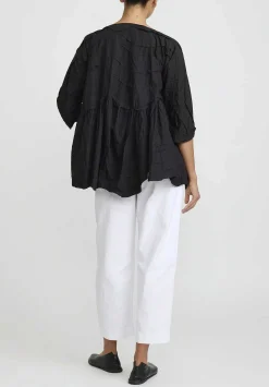 Daniela Gregis Washed Cotton Giacca Torte Taglio Jacket In Nero Black