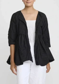Daniela Gregis Washed Cotton Giacca Torte Taglio Jacket In Nero Black