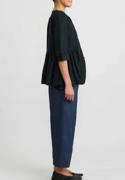 Daniela Gregis Washed Cotton Giacca Torte Stretta Jacket In Nero Black