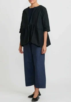 Daniela Gregis Washed Cotton Giacca Torte Stretta Jacket In Nero Black