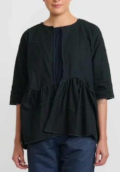 Daniela Gregis Washed Cotton Giacca Torte Stretta Jacket In Nero Black