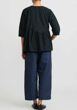 Daniela Gregis Washed Cotton Giacca Torte Stretta Jacket In Nero Black
