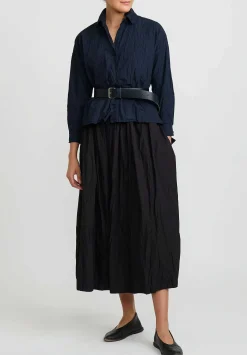 Daniela Gregis Washed Cotton Gonna Aneto Skirt In Nero Black