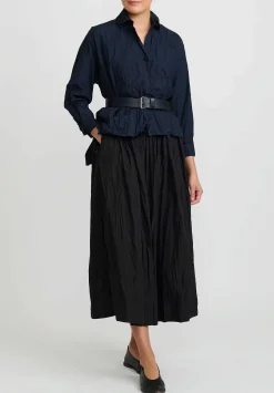 Daniela Gregis Washed Cotton Gonna Aneto Skirt In Nero Black