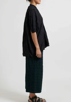 Daniela Gregis Washed Cotton Kora Top In Overdyed Green Color Mix