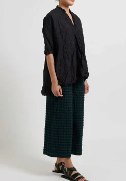 Daniela Gregis Washed Cotton Kora Top In Overdyed Green Color Mix