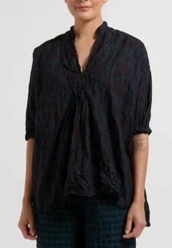 Daniela Gregis Washed Cotton Kora Top In Overdyed Green Color Mix