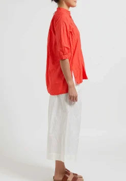 Daniela Gregis Washed Cotton Kora Top In Glow Red
