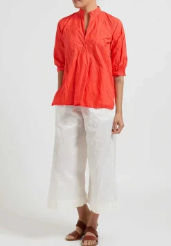 Daniela Gregis Washed Cotton Kora Top In Glow Red