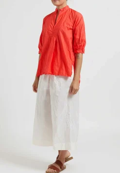 Daniela Gregis Washed Cotton Kora Top In Glow Red