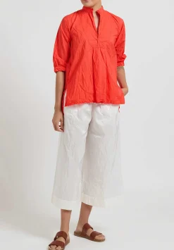 Daniela Gregis Washed Cotton Kora Top In Glow Red