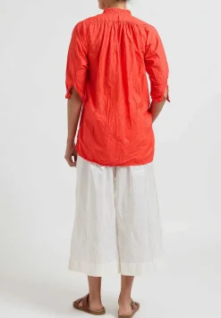 Daniela Gregis Washed Cotton Kora Top In Glow Red