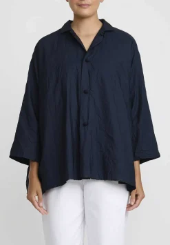Daniela Gregis Washed Cotton Luglio Rosella Jacket In Navy Blue