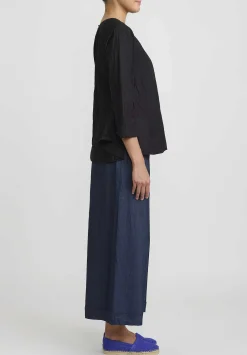 Daniela Gregis Washed Cotton Olma Riflesso Rossela Top In Nero Black