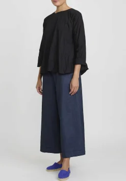 Daniela Gregis Washed Cotton Olma Riflesso Rossela Top In Nero Black