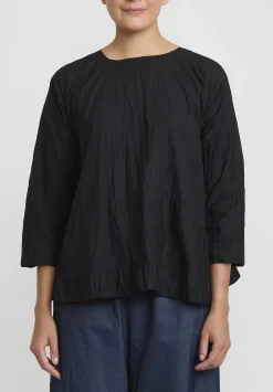 Daniela Gregis Washed Cotton Olma Riflesso Rossela Top In Nero Black