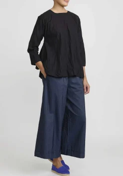Daniela Gregis Washed Cotton Olma Riflesso Rossela Top In Nero Black