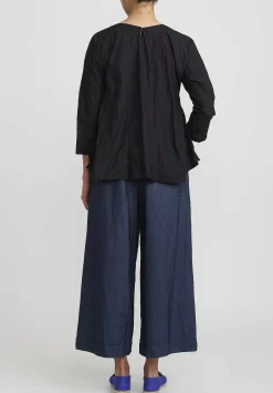 Daniela Gregis Washed Cotton Olma Riflesso Rossela Top In Nero Black