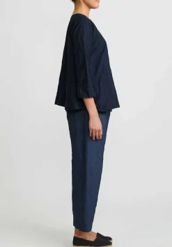 Daniela Gregis Washed Cotton Olma Riflesso Rossela Top In Navy Blue