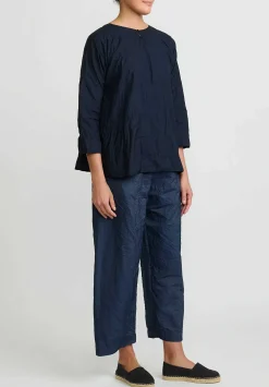 Daniela Gregis Washed Cotton Olma Riflesso Rossela Top In Navy Blue