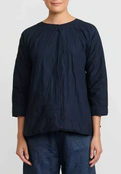 Daniela Gregis Washed Cotton Olma Riflesso Rossela Top In Navy Blue