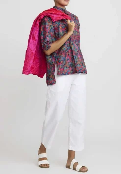 Daniela Gregis Washed Cotton Pepe Kora Shirt In Fuchsia Red Flowers