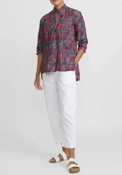 Daniela Gregis Washed Cotton Pepe Kora Shirt In Fuchsia Red Flowers