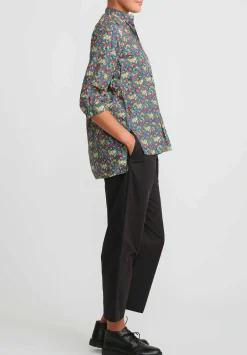 Daniela Gregis Washed Cotton Pepe Kora Shirt In Blue, Orange & Red Flowers