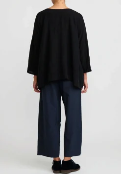 Daniela Gregis Washed Cotton Pigiama Fondo Stretto Pants In Dark Blue