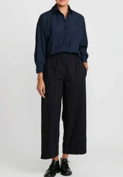 Daniela Gregis Washed Cotton Pigiama Fondo Stretto Pants In Black