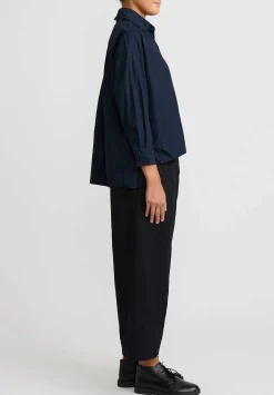 Daniela Gregis Washed Cotton Pigiama Fondo Stretto Pants In Black