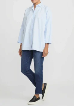 Bergfabel Washed Cotton Poplin Overshirt In Light Blue