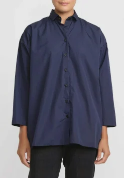 Bergfabel Washed Cotton Poplin Overshirt In Marine Blue