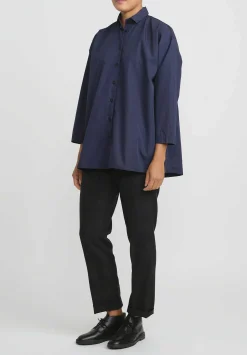 Bergfabel Washed Cotton Poplin Overshirt In Marine Blue