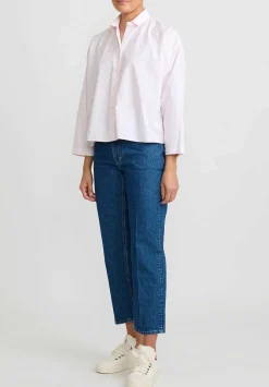 Bergfabel Washed Cotton Poplin Short Overshirt In Pale Pink