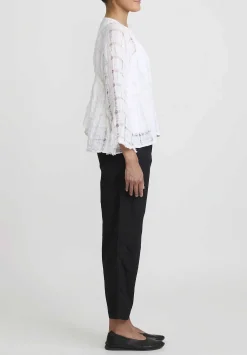 Daniela Gregis Washed Cotton Sigaretta Elastico Pants In Nero Black