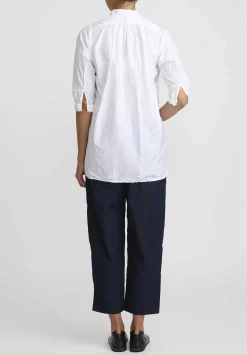 Daniela Gregis Washed Cotton Sigaretta Elastico Pants In Navy Blue