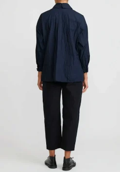 Daniela Gregis Washed Cotton Sigaretta Elastico Pants In Nero Black