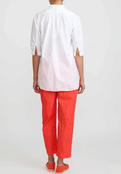 Daniela Gregis Washed Cotton Sigaretta Elastico Pants In Glow Red