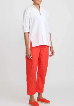 Daniela Gregis Washed Cotton Sigaretta Elastico Pants In Glow Red